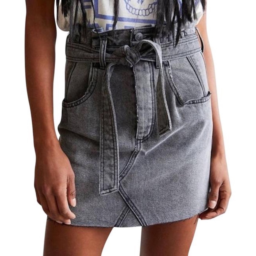 NWT Free People We the Free East of Eden Washed Black Denim Skirt - Size 0 / 25